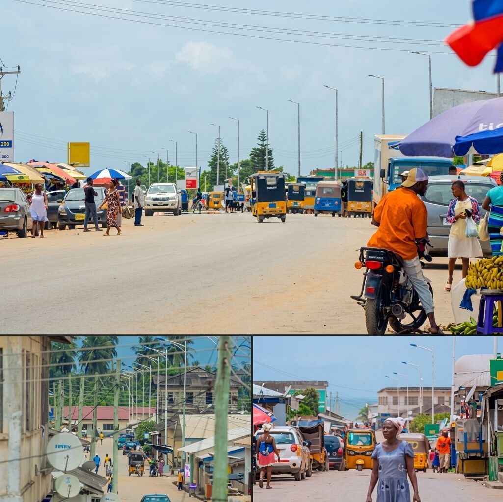 Esiama town life — the square and its daily rhythm