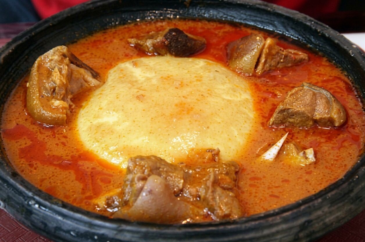 Fufu — pounded cassava & plantain, Esiama